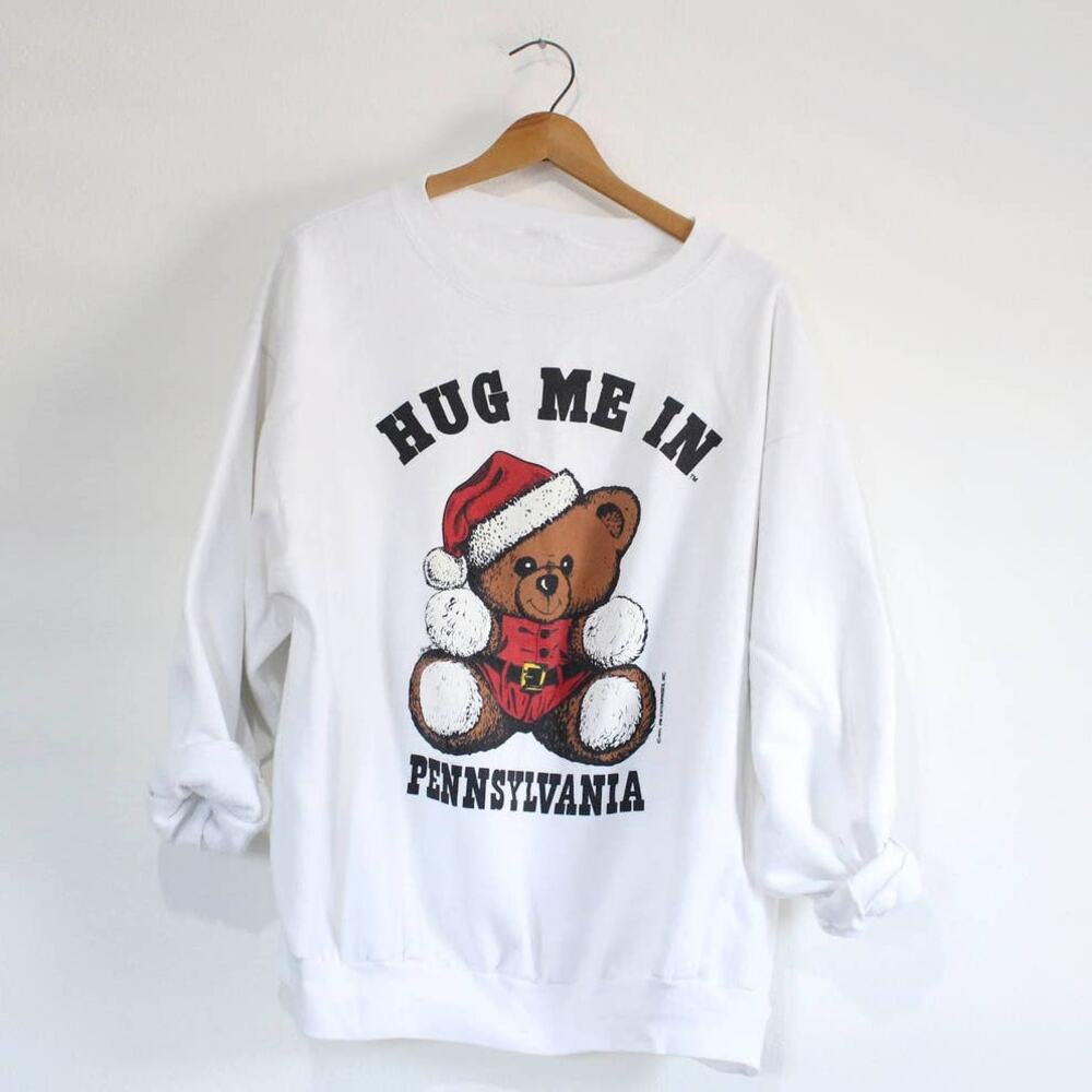 Vintage Hug Me in Pennsylvania Teddy Bear Sweatshirt Large